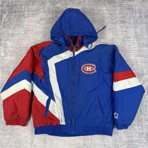Montreal Canadiens Jacket Mens Small Blue Color block Vtg 90s Starter Hockey NHL